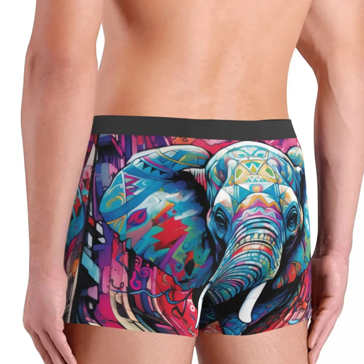 Elephant Underwear Vibrant and Exciting Graffiti Soft Panties Customs Boxer Brief 3D Pouch Males Oversize Boxershorts