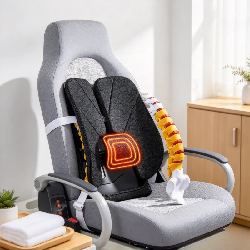 Auto Waist Support Pillow, Truck Driver Seat Cushion, Long-Haul Backrest Pad, Car Lumbar Relief Accessory for Home Desk Use Pro.