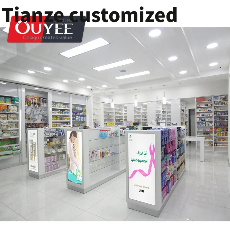 Customized-Custom Pharmacy Furniture Design Farmacia Display Racks Pharmacy Modern Shelves Display Showcase Wooden Pharmacy Shel