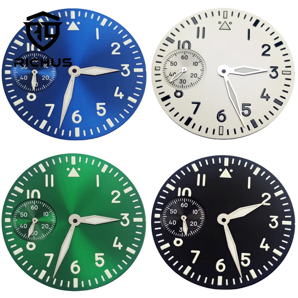 RICHUS 37mm Watch Dial Sterile Dial With Watch Hands Green Luminous Fit ETA6497 ST3600 Movement Watch Accessories