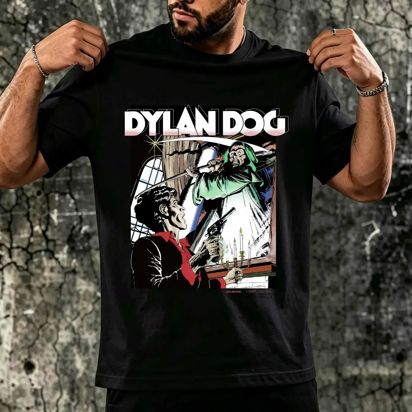 washed T Shirt Vintage 1991 Dylan Dog 90s 1990s Italian Horror Comics vintage Washed Versatile Slightly streetwear Stretched
