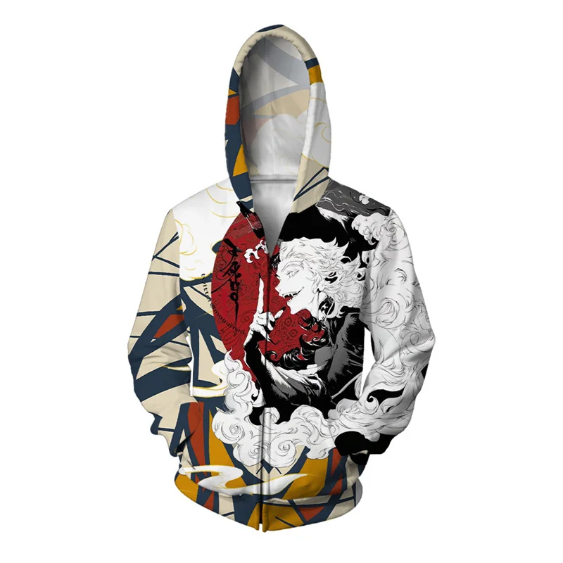 Pharaoh Flower Pattern Zipper Hoodie Men Skeleton Death Reaper 3D Printed Sweatshirts Loose Casual Pullover Hoodies Long Sleeves