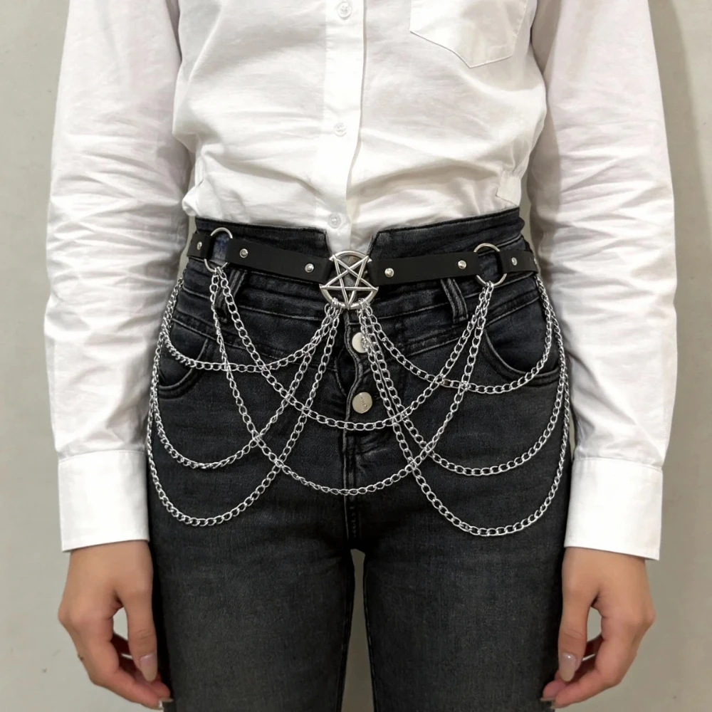 Frauen PU Leder Harness Gürtel Taille Kette Harness Mode Bund Zubehör Punk Gothic Kleidung Schmuck Gürtel Zubehör – Detail 12