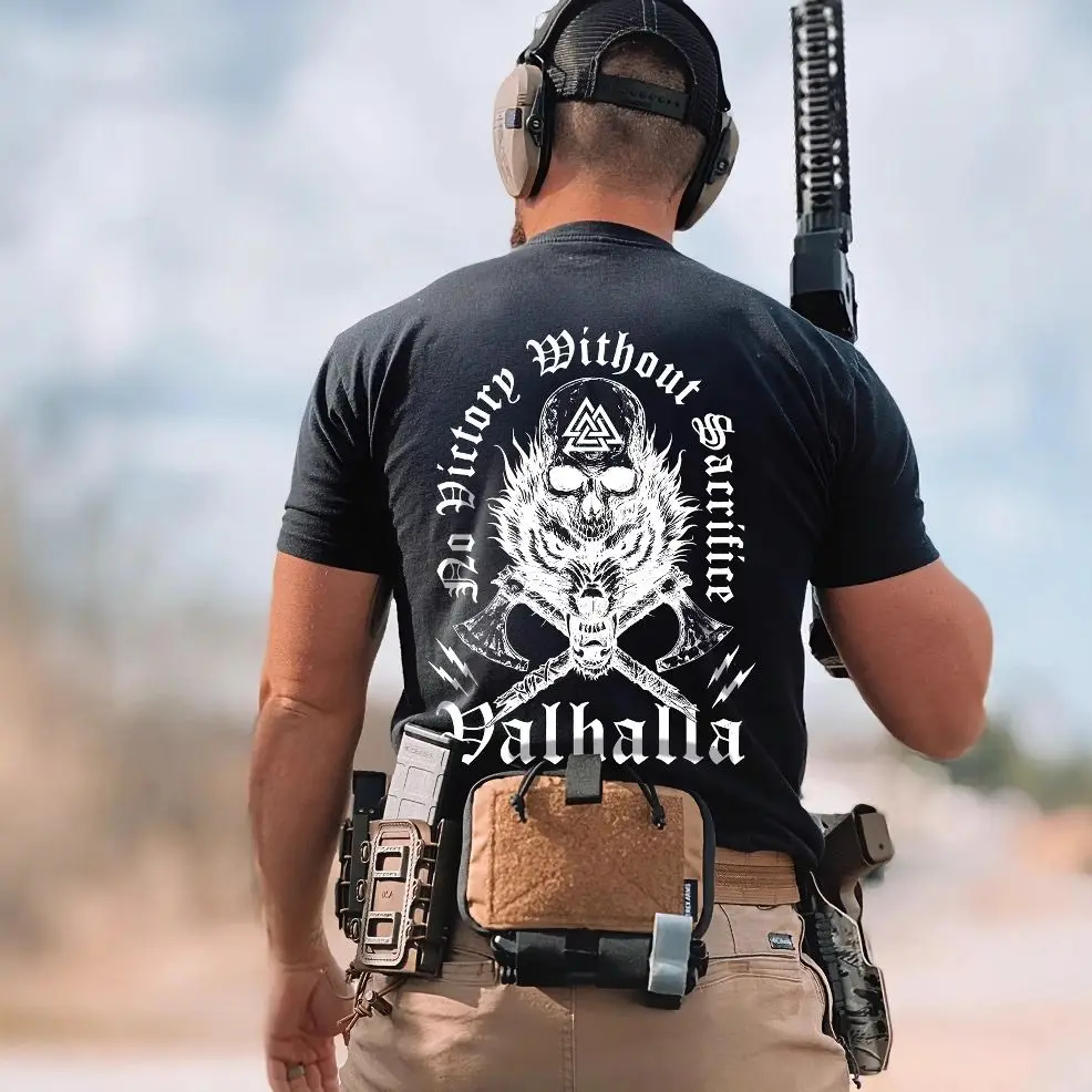 

Pure Cotton Men New Military Wind in Summer The Jungle Tiger Fighters Round Collar Short Sleeve T-shirt Tough Guy Clothing