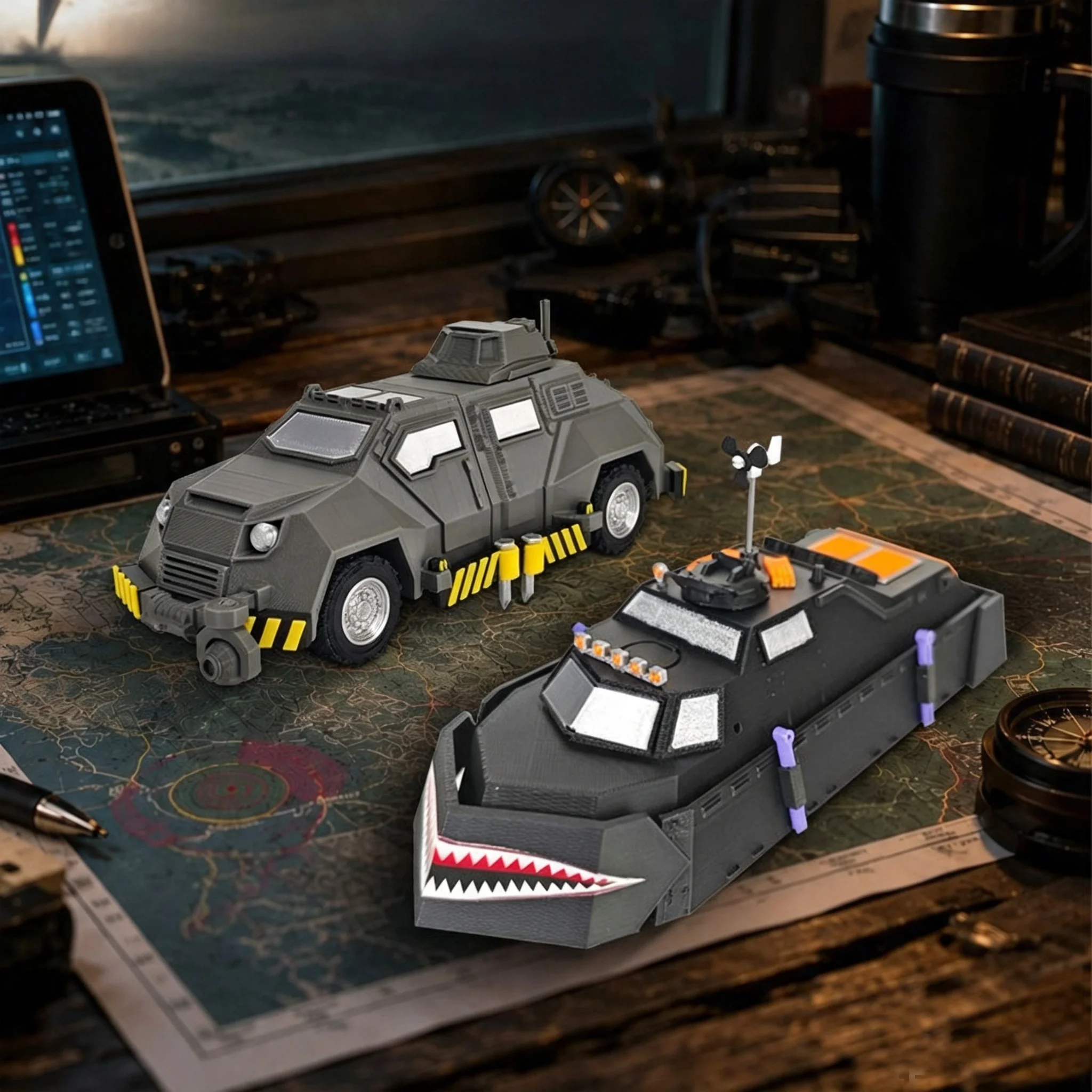 Image of TIV2 Sturmkämpfer-Fahrzeugmodell-Set, 3D-gedrucktes Tornado-Abfangfahrzeug, Sturmjagd-LKW Desktop-Sammlerstück