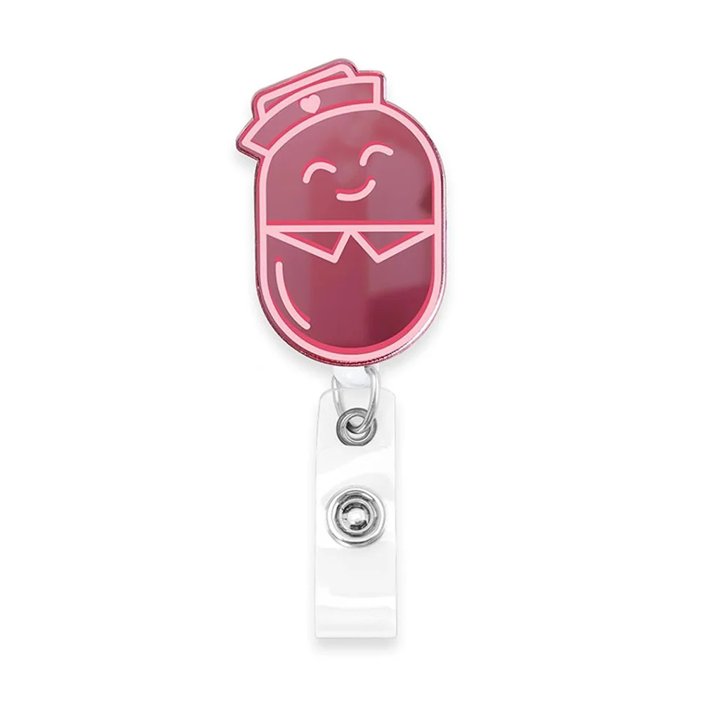 Porte-badge d'identification rétractable en acrylique rose avec pince crocodile rotative à 360 °, porte-nom de médecin, bobine d'infirmière, le plus récent