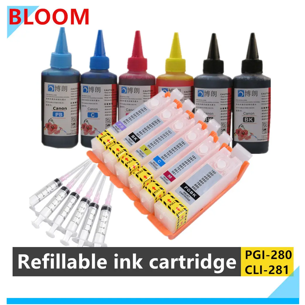 

refill ink kit for PGI 280 CLI 281 ink cartridge For CANON TS8120 TS8220 TS8320 TS9120 printer PGI-480 Permanent chip