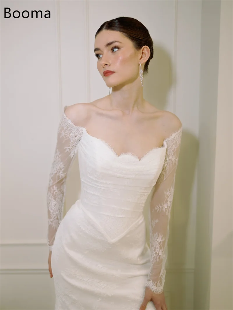 Booma Mermaid Wedding Dresses Long Off The Shoulder Sleeveless Lace Simple Elegant Brides Gown Custom Made 2025