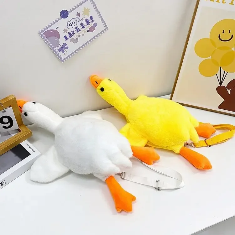 Peluches ganso bolsa de ombro de pelúcia bolsa de moedas pato amarelo brinquedos de pelúcia kawaii presente de aniversário animal de pelúcia cisne ganso bonecas macias