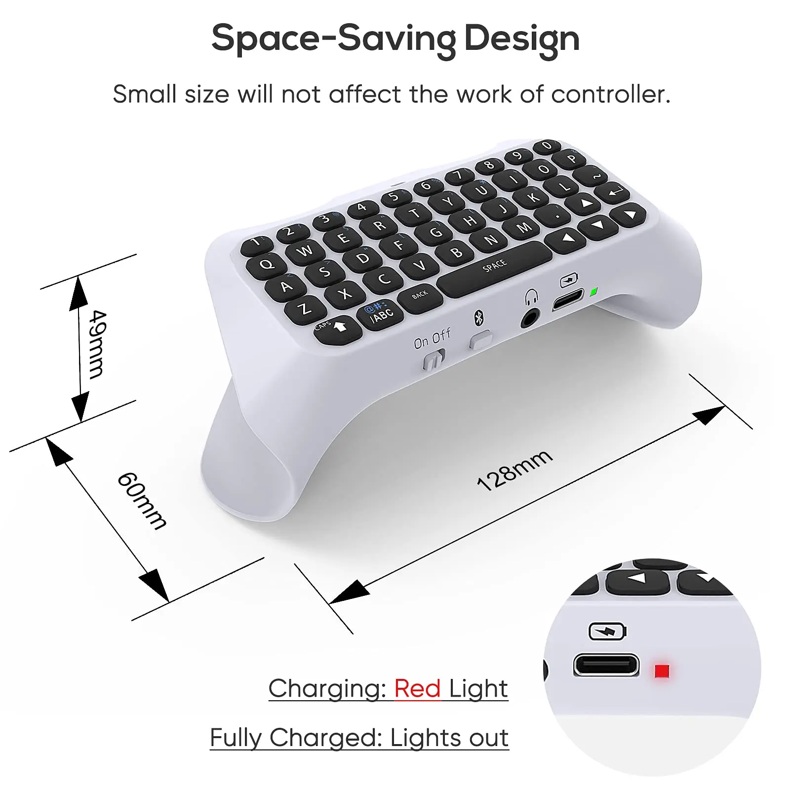 Wireless Controller Keyboard for PS5 BT 3.0 Mini Portable Gamepad Chatpad with Built-in Speaker & 3.5MM Audio Jack for PS5