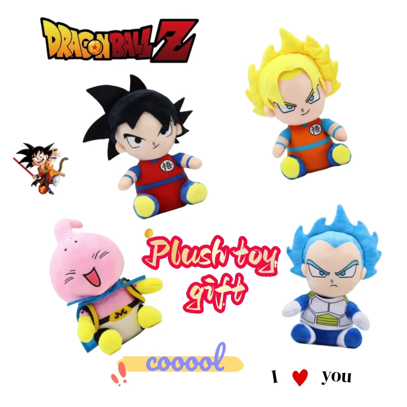 Muñeco de Peluche de Dragon Ball, Son Goku, Vegeta, Regalo para Amigos, Muñeco de Dibujos Animados de Alta Calidad, Cojín Suave y Cómodo para Sofá