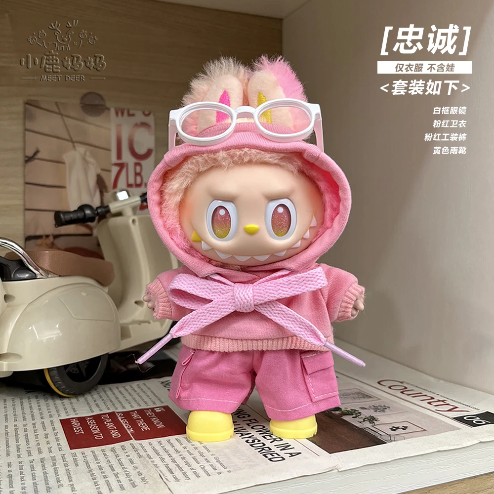 

Popmart Labubu 3.0 Generation 3 Soft Vinyl Doll Clothing Pink Overalls Loyal Labubu 3.0 Mini Doll Kpop Outfit Accessories