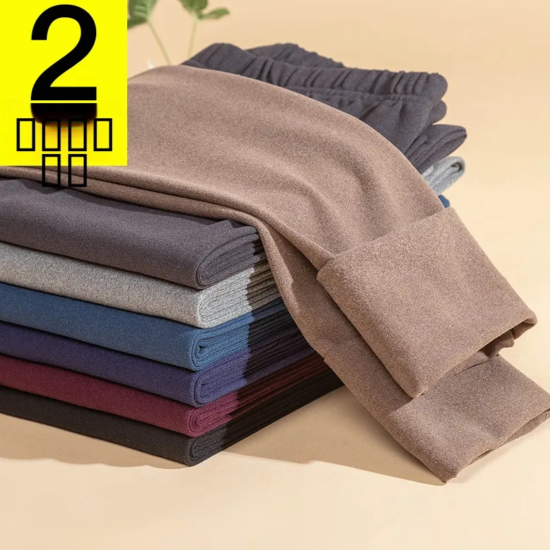 

Мужские зимние утепленные брюки Double-Sided Fce, облегающие, больших размеров, с эластичным поясом, повседневные, длинные штаны