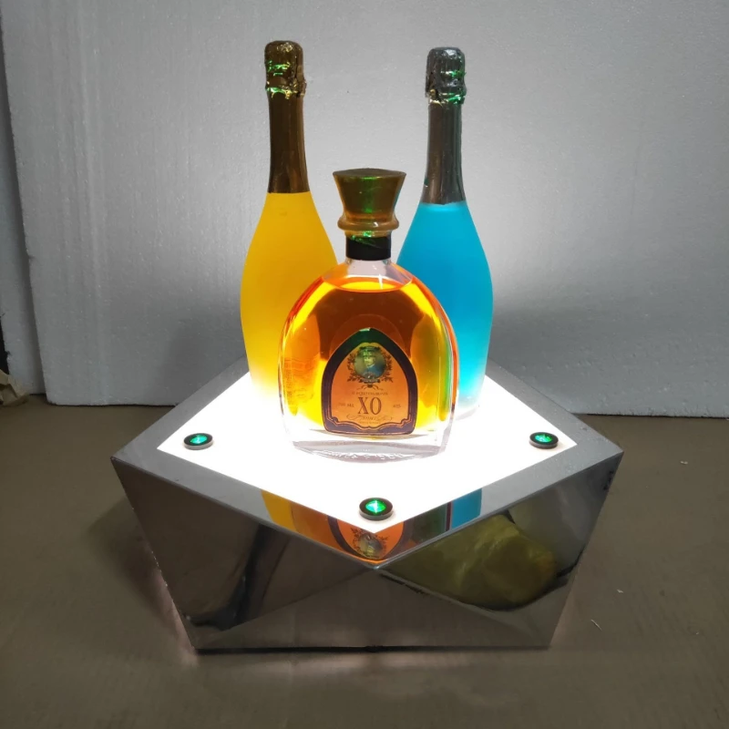 

New stainless steel wine cabinet bar KTV creative LED colorful luminous wine rack