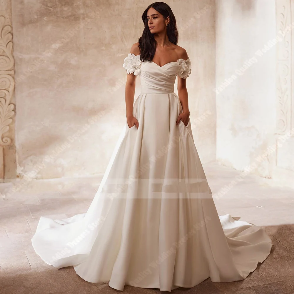 

Elegant Off The Shoulder Women Wedding Dresses Vintage Sleeves A-Line Bridal Gowns Engagement Banquet Vestidos De Novias 2024