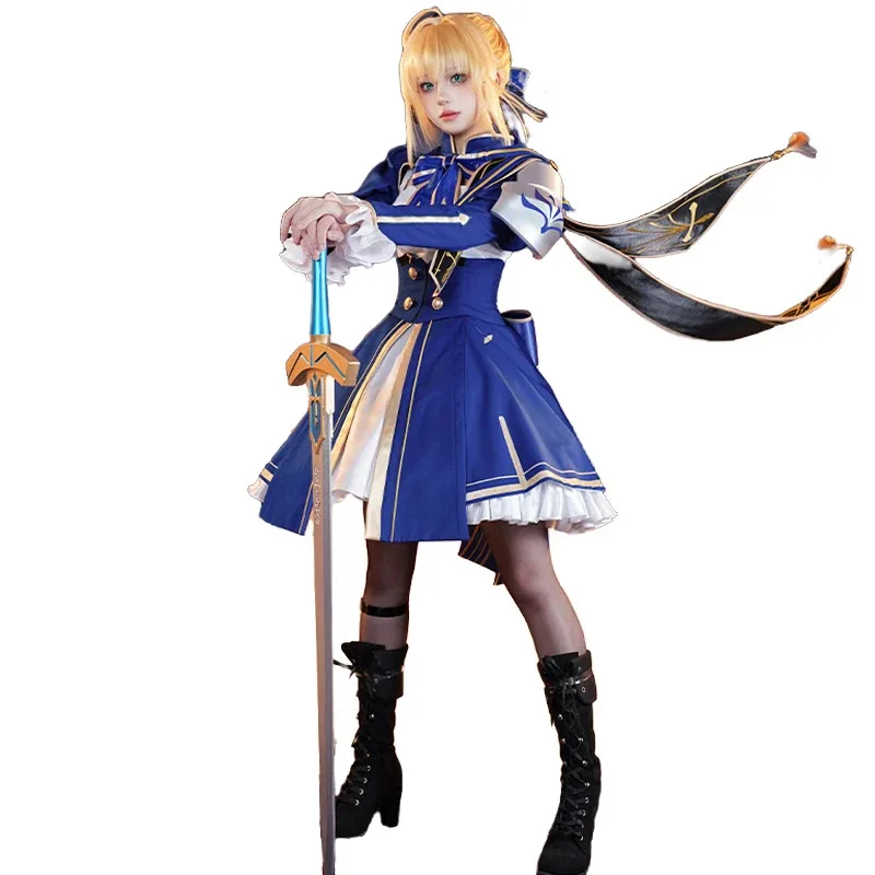 qq28LQSaber Cosplay Game Honkai: Star Rail x Fate Stay Night 【S-2XL】DokiDoki-R فستان الهالوين الأزرق Saber Costume Plus Si