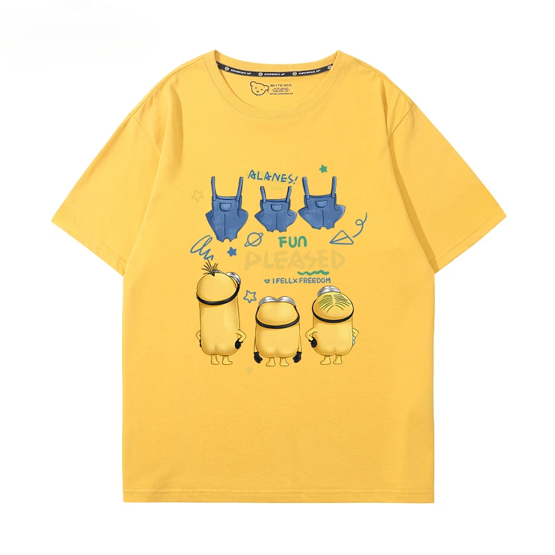 Minions Children 3-14 years old 100% cotton T-shirt boy summer cartoon parent-child T-shirt casual fashion children's clothing