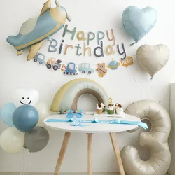 INS 1st Kids Car Birthday Balloon Set Boy Party Airplane Balloons Backdrops Decoration 100Days Golobs