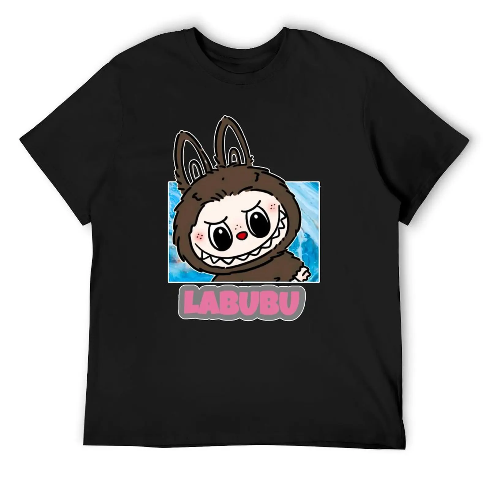

Коричневая футболка Labubu для любителей Labubu, рождественский подарок для детей, футболка большого размера с короткими рукавами, мужские хлопковые футболки