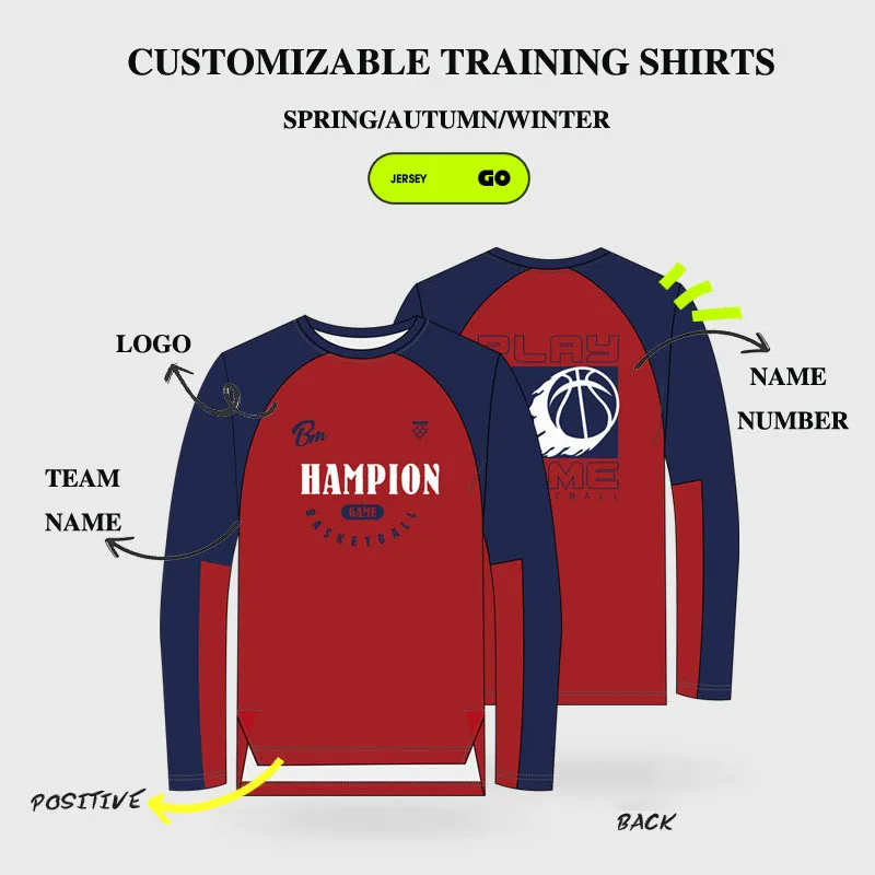 Full Sleeves Basketball Jerseys For Men Customizable Name Number Logo Printed T-shirts Warm Up Running Fitness Training Clothing