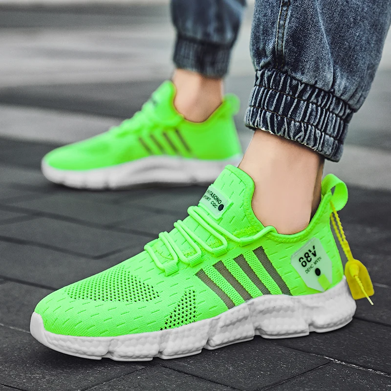 

Hot Sale Green Man Trainers Breathable Mesh Men's Running Shoes Light Outdoor Walking Shoes Men Casual Sneakers tenis hombres