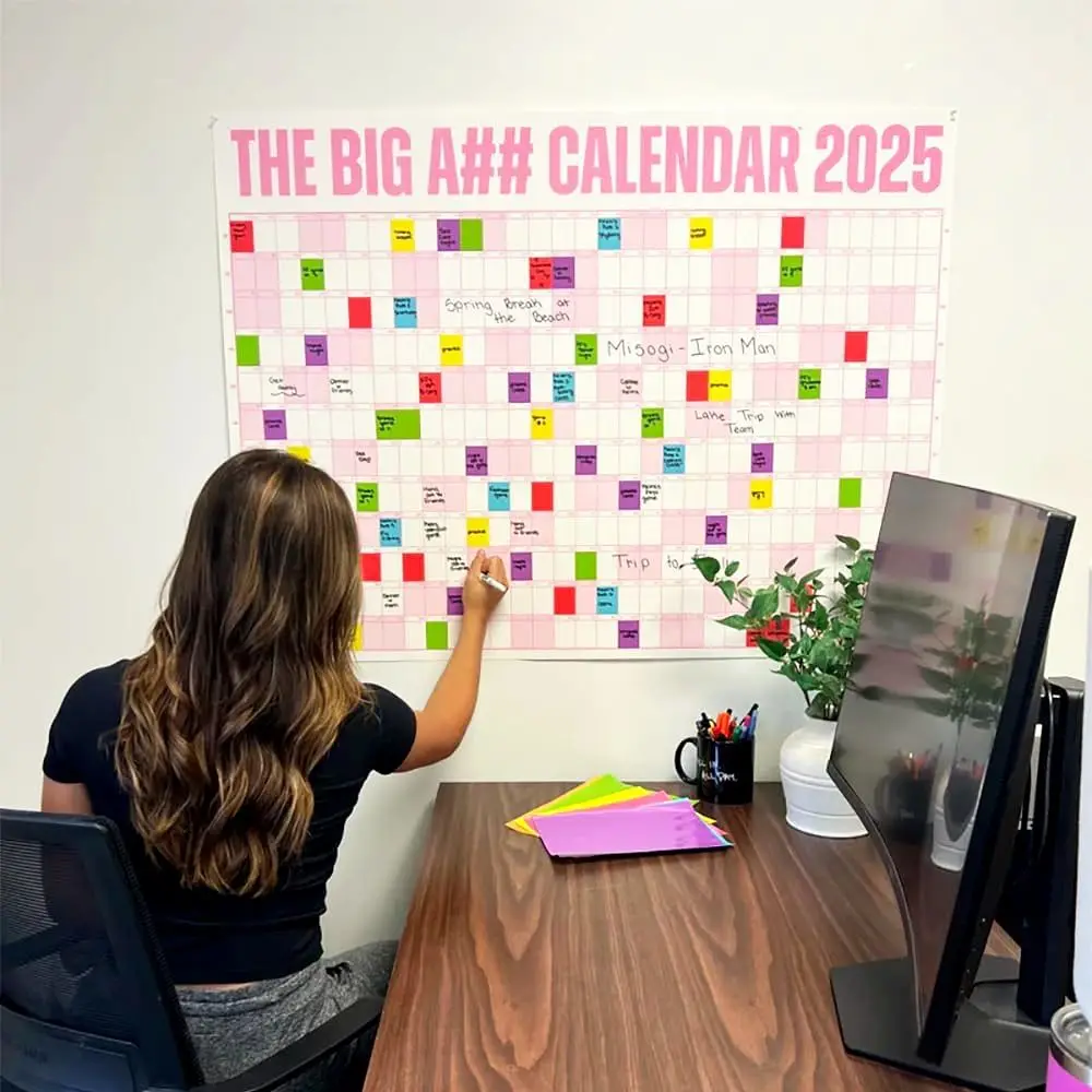 Simplicity Giant The Big A## Calendar with Pen and Adhesive Sticker Schedule Organizer 2025 Planner Sheet Yearly Wall Planner