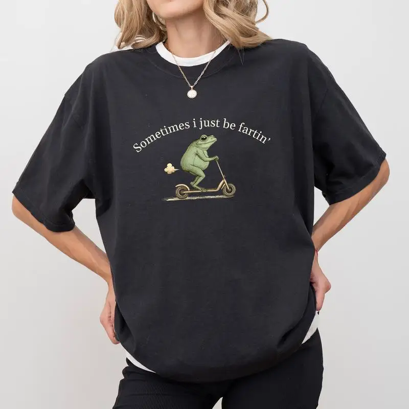 

"Funny Frog Graphic T Shirt Women Oversized Summer Casual Streetwear Short Sleeve Humorous Cartoon Print Tee for Party Gift"