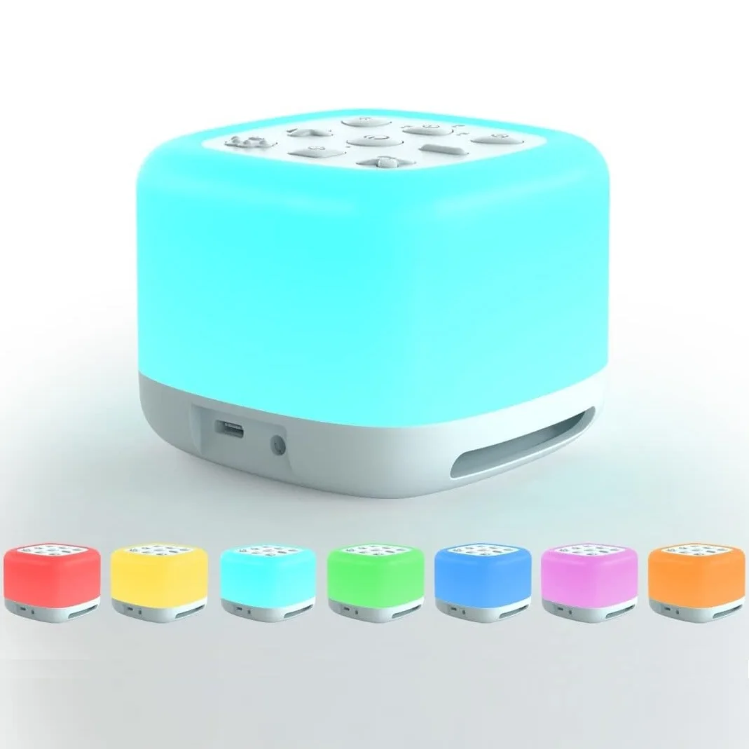 

Portable Bluetooth Rechargeable White Noise Machine, 7-color Night Light, 40 Soothing Sleep Sound Machines