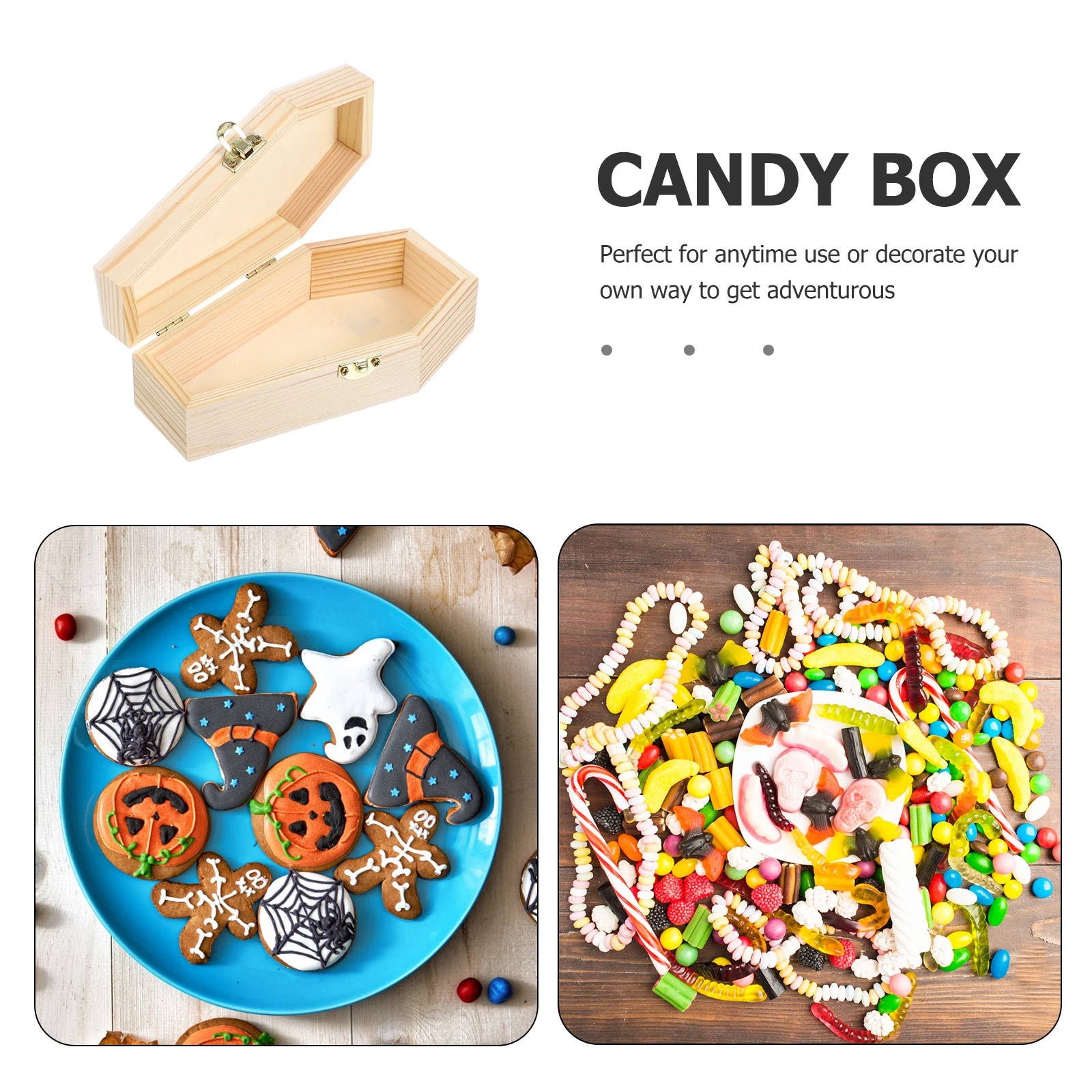 

Wooden Candy Coffin Box Halloween Jewelry Organizer Small Gift Container Portable Trinket Case For Party Decor Haunted House