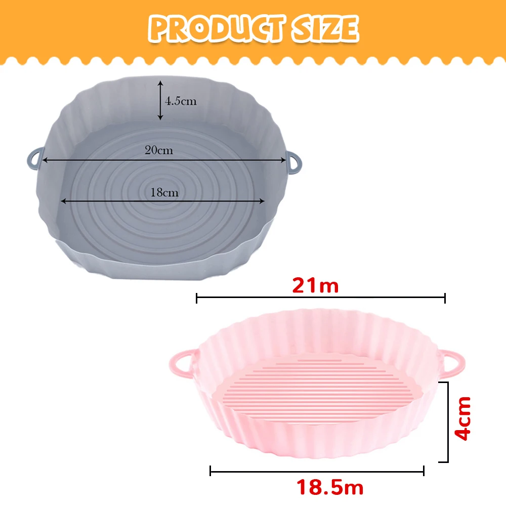 3Pcs Silicone Basket for Air Fryer Oven Baking Tray Pizza Fried Chicken Silicone Mold Reusable Bakeware Liner Kitchen Accessorie