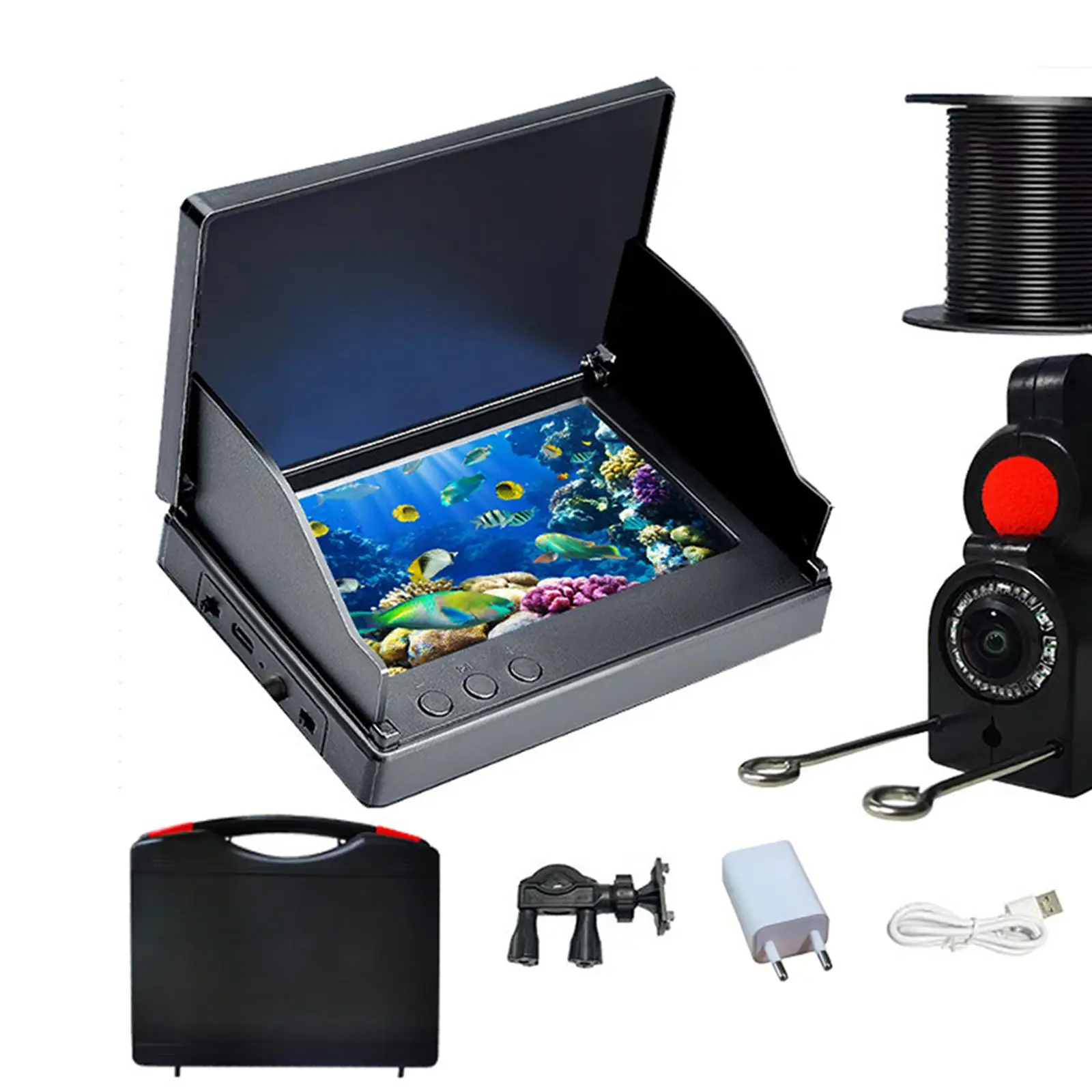 جهاز مراقبة الألوان من Fishfinder، معدات ثابتة لصيد الأسماك، كاميرا صيد عملية تحت الماء مقاومة للماء للقارب #5