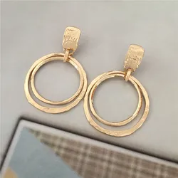 Minimalist Geometric Long Dangle Earrings Gold Color Stainless Steel Earrings Women Metal Texture Summer Earrings Jewelry