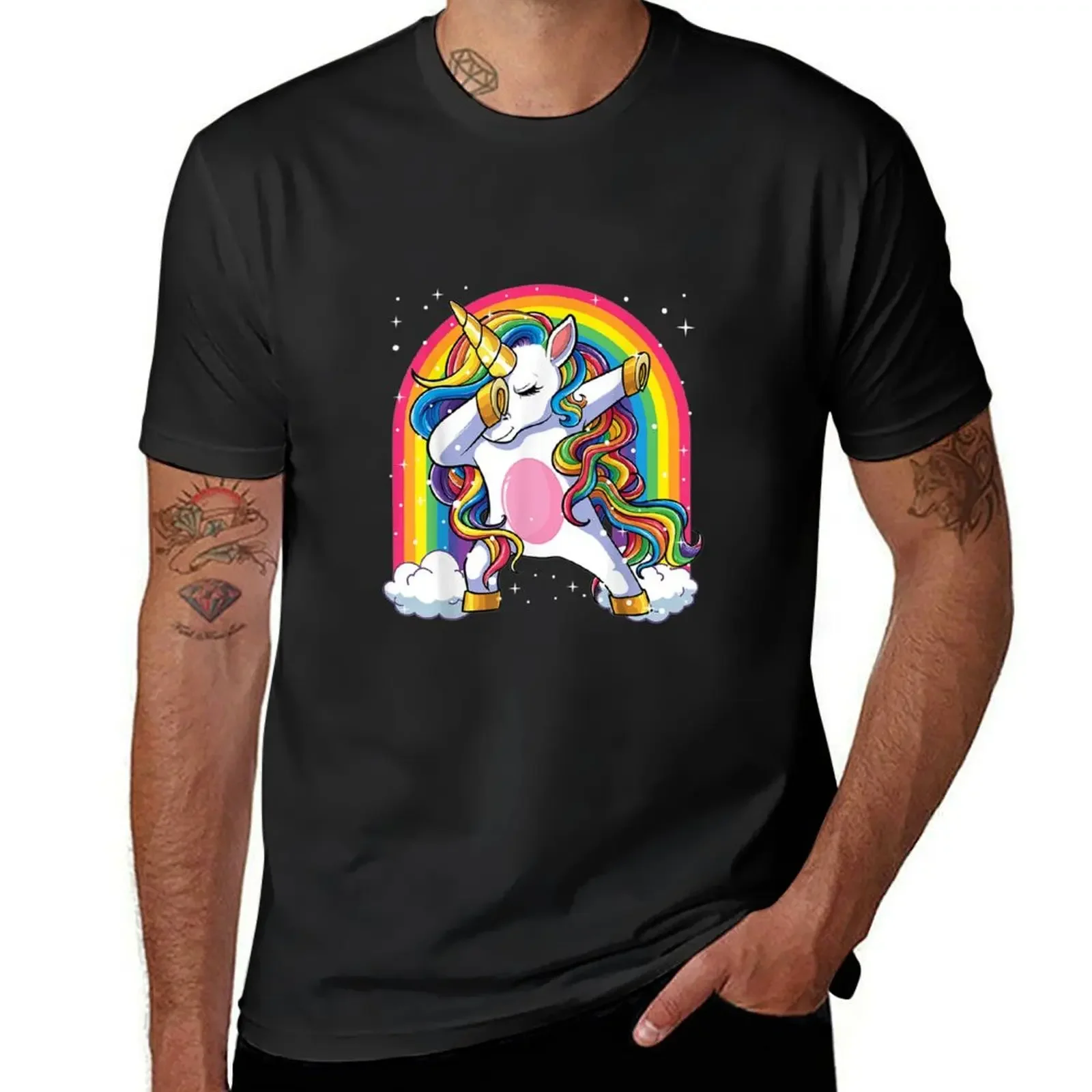 Dabbing Unicorn Rainbow Girls Kids Women Dab Unicorn T-Shirt boys animal print tees T-shirts for men cotton