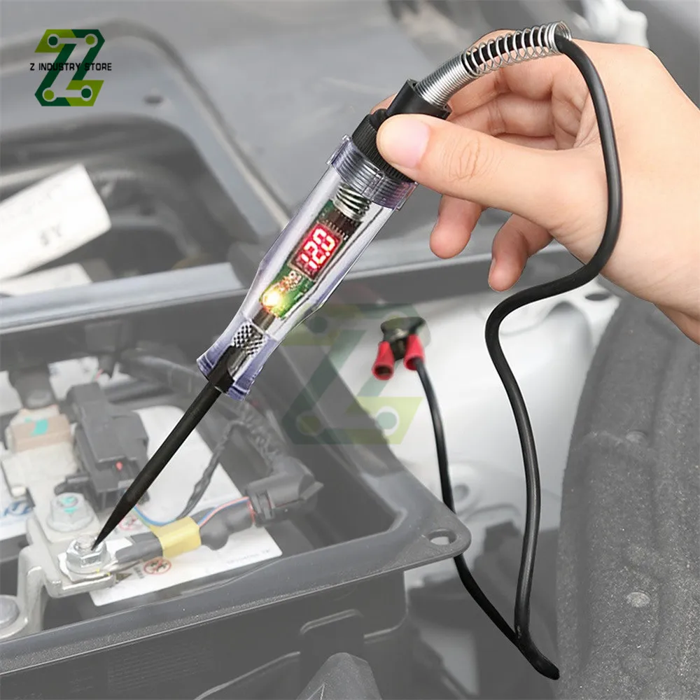 Car Truck Voltage Circuit Tester Digital Display Long Probe Pen Light Bulb Automotive Diagnostic Tools Auto Repair 3-36V