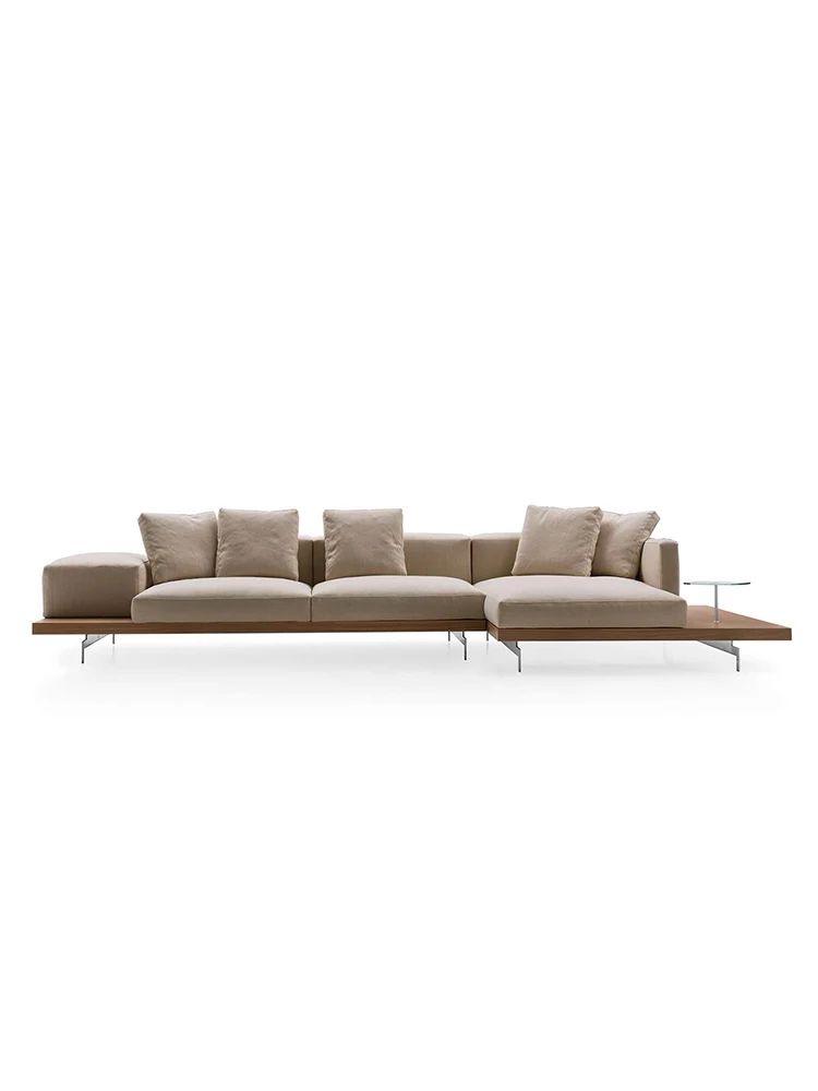 The product can be customized. High-end Italian modern simple solid wood bottom fabric corner combination full leather