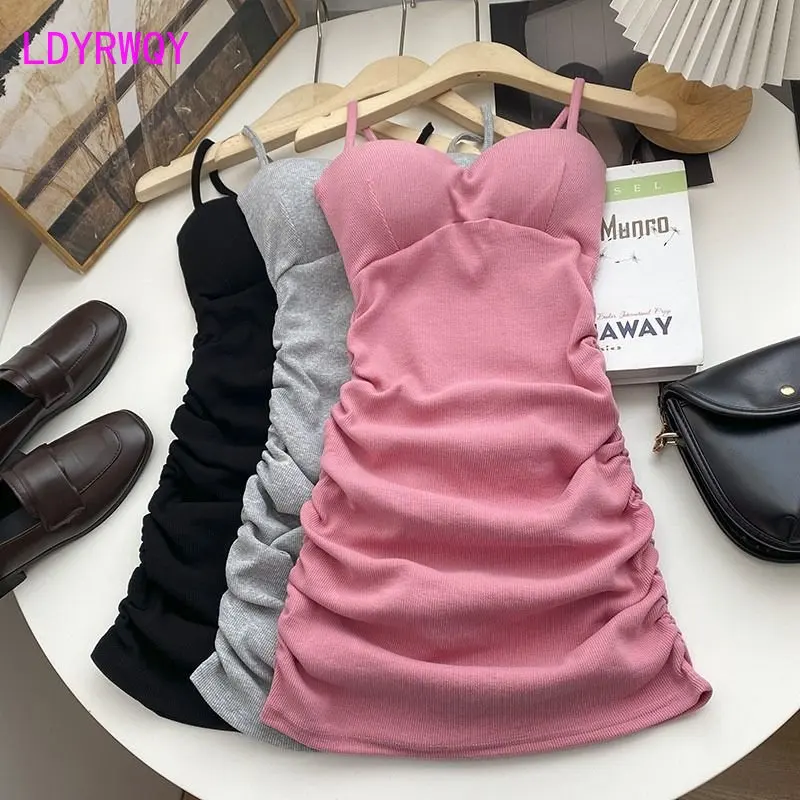 

Sleeveless dress with chest pads on both sides female spring 2023 Korean version of Joker slim A vest