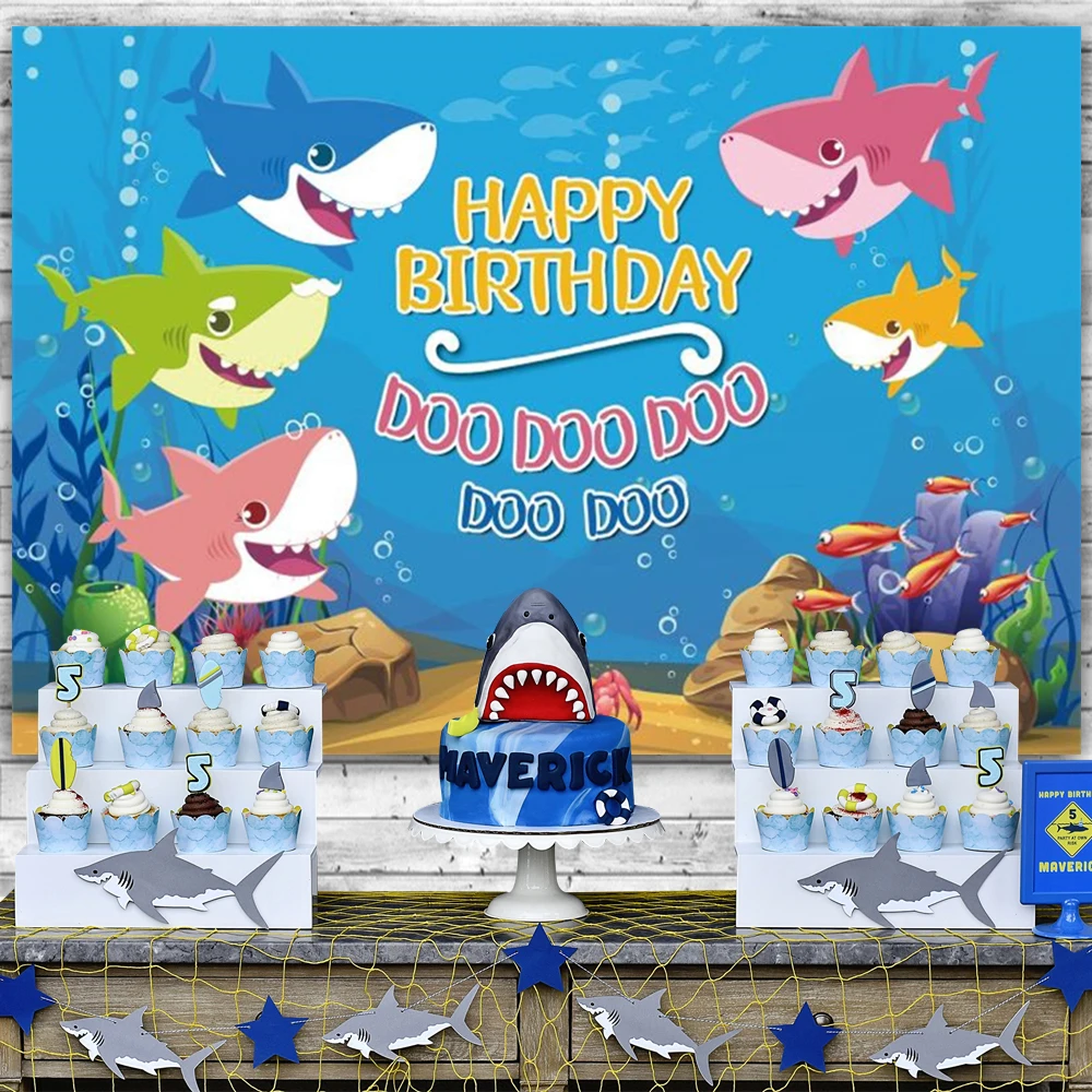 خلفية مخصصة لسمك القرش في قاع البحر ، تصوير لحديثي الولادة ، ديكور عالمي تحت الماء ، خلفية لاستوديو الصور ، حفلة عيد ميلاد الطفل