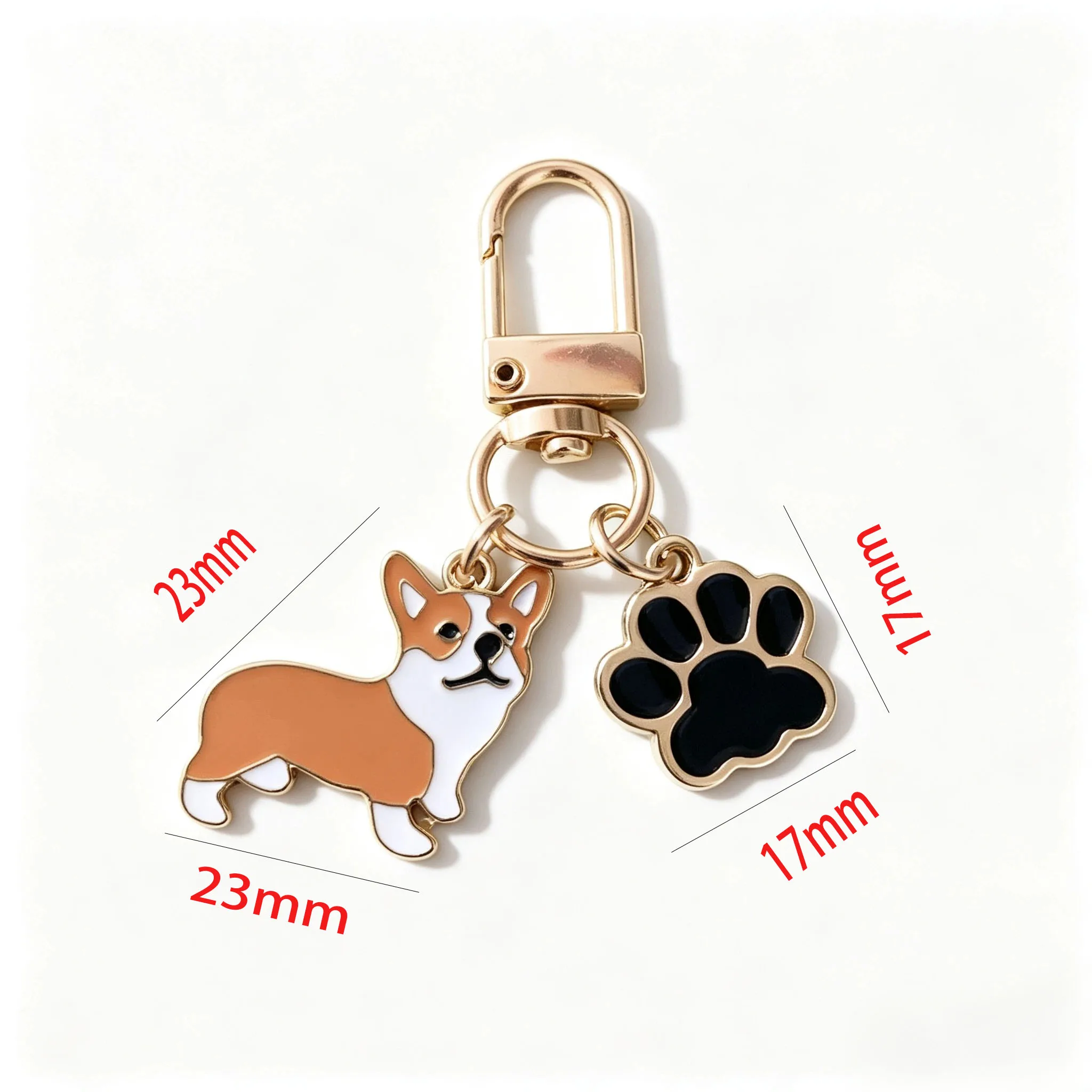 1/10 Stück Corgi-Hundepfoten-Emaille-Schlüsselanhänger, Metall-Schlüsselring, Taschenanhänger, Tieranhänger, Urlaubsgeschenk – Detail 2