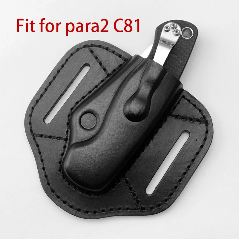 1piece Genuine Leather Scabbard Custom Leather Sheath for Spider Para2 C81 Folding Knife Storage Bag