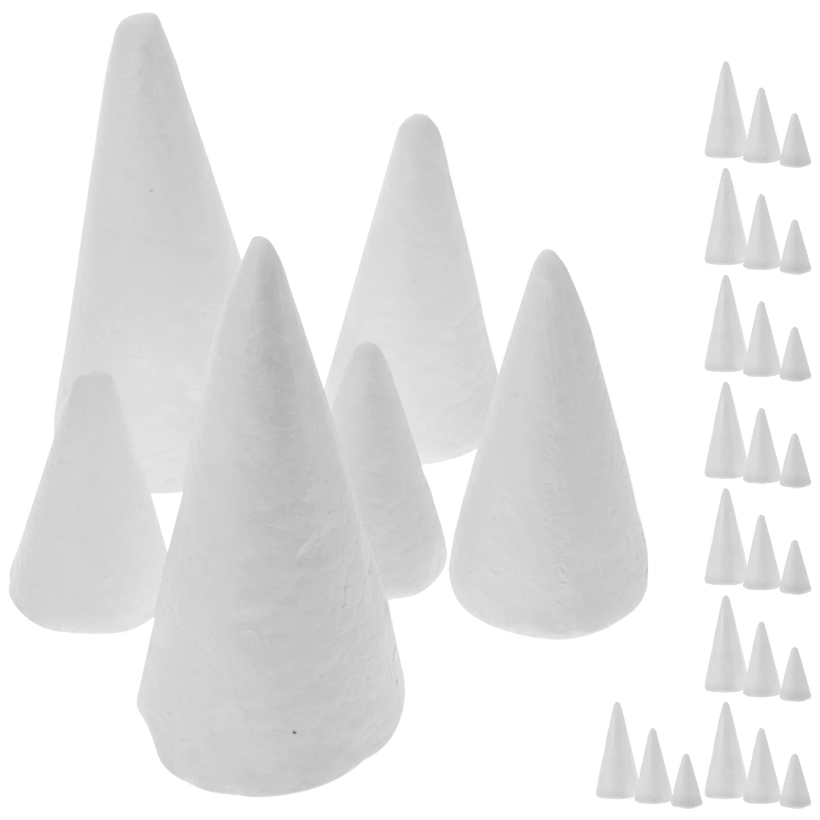 

30Pcs White Foam Cones DIY Craft Cones Decorative Materials for Kids Church Preschool Kindergarten Activities White Cone