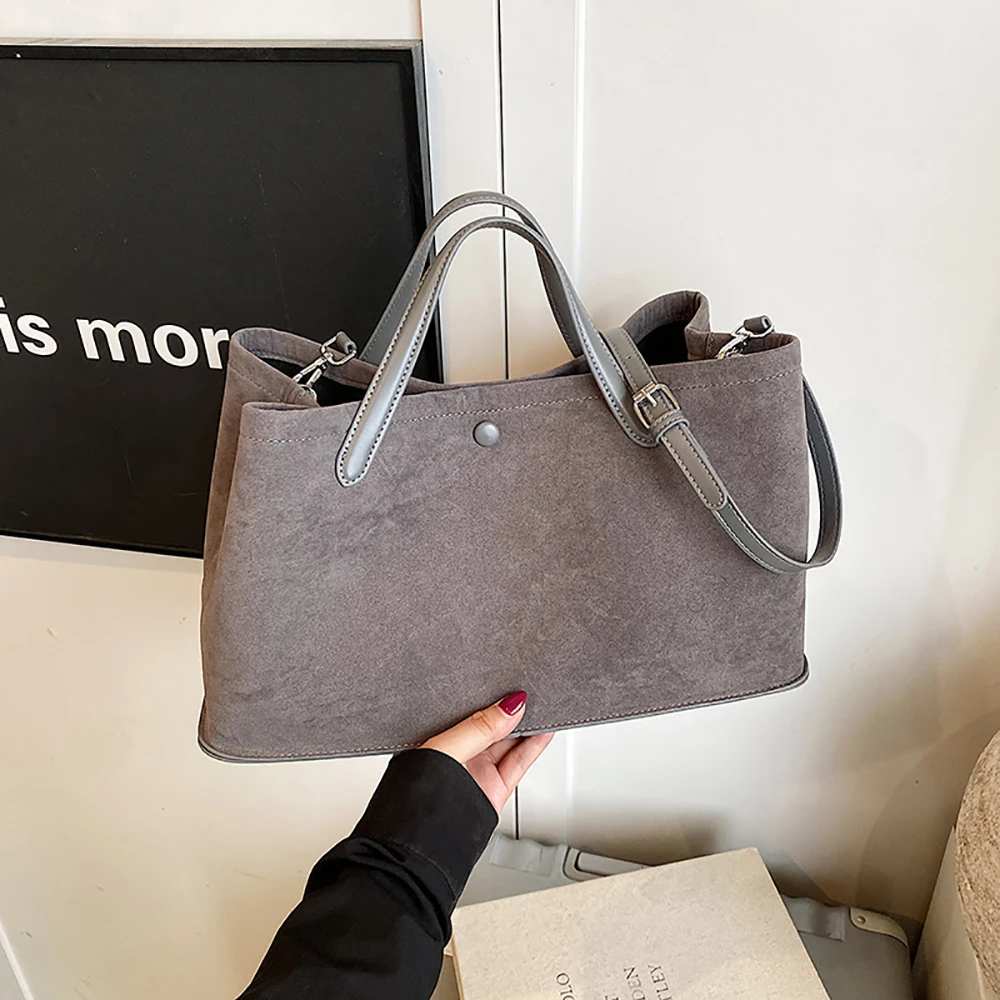 حقائب يد نسائية غير رسمية ذات سعة كبيرة لخريف وشتاء جديد من جلد الغزال البلوري بإبزيم حمل حقيبة يومية تناسب الجميع حقائب كتف واحدة #2