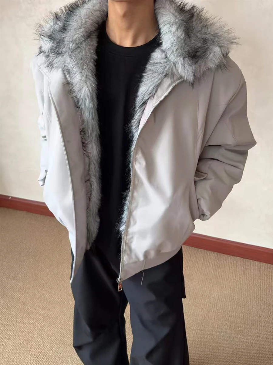 Fashion Pocket Decoration Parkas Men 2025 Winter New Lapel Loose Comfort Parkas Male Handsome Solid Color Long Sleeve Warm Coats