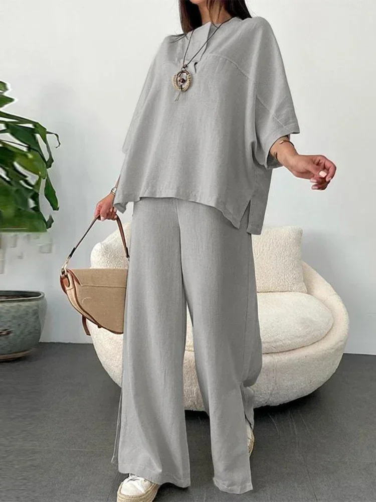 Black Elegant Two Piece Pant Set Women Casual Vintage Basic Outifits Asymmetrical Collar Batwing Long Sleeve Plus Size 3XL Pants