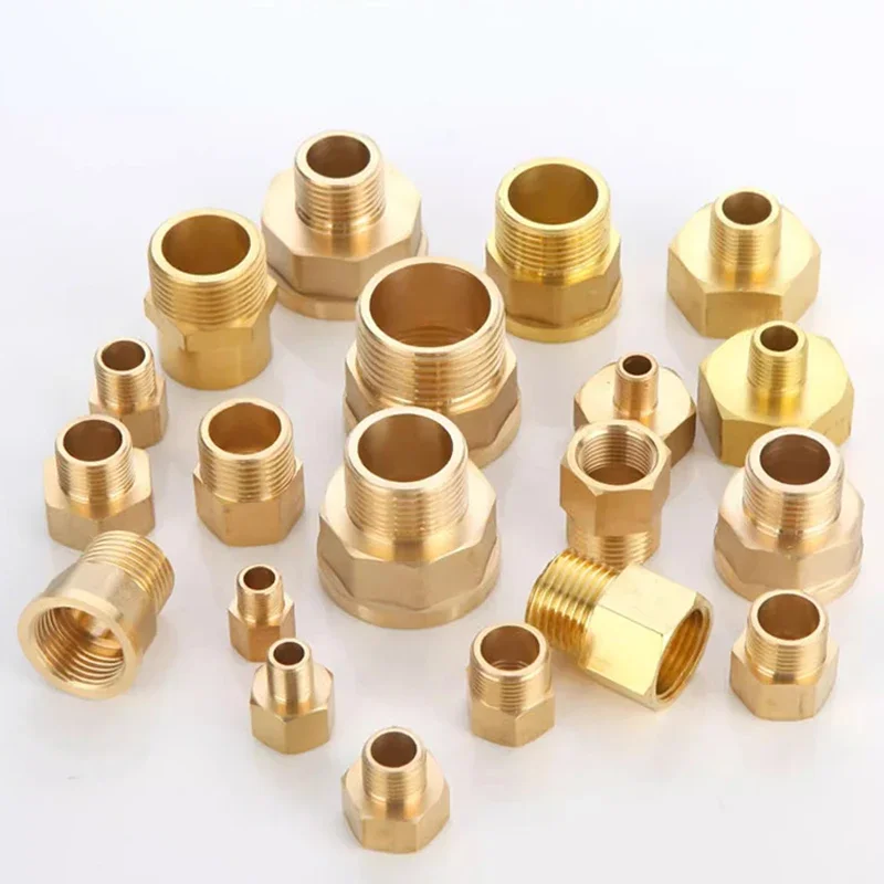 10pcs Male to Female Thread Hex Bushing Brass Pipe Connectors Brass Coupler Adapter Threaded Fitting 1/8\