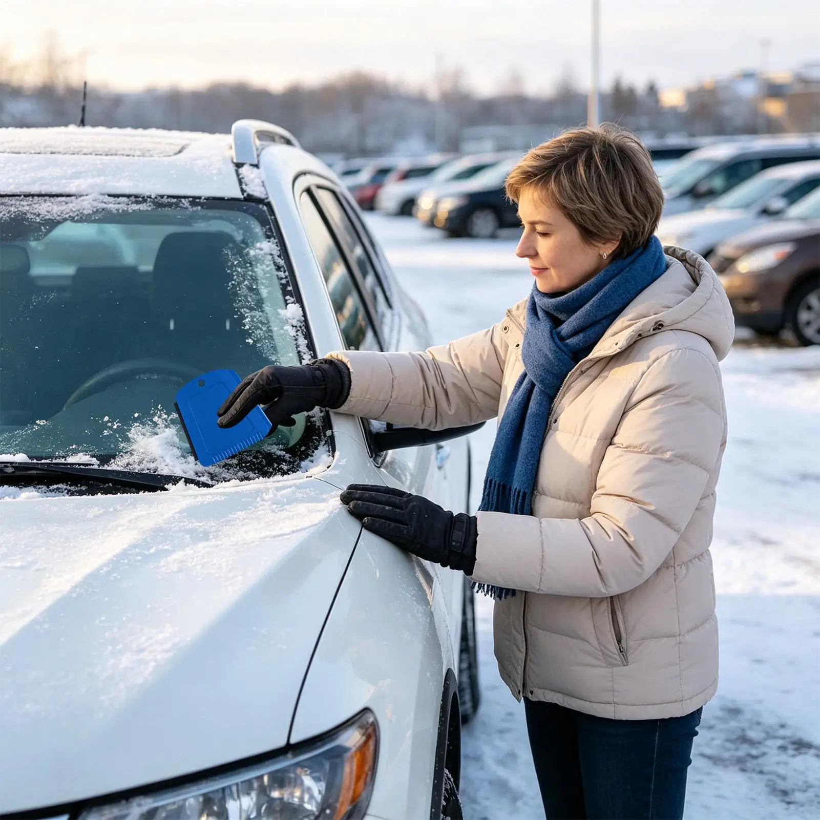 Windshield Scraper Portable Window Glass Frost Removal Tool Automotive Ice Scraper for SUVs Sedans Trucks MPVs Window Rearview