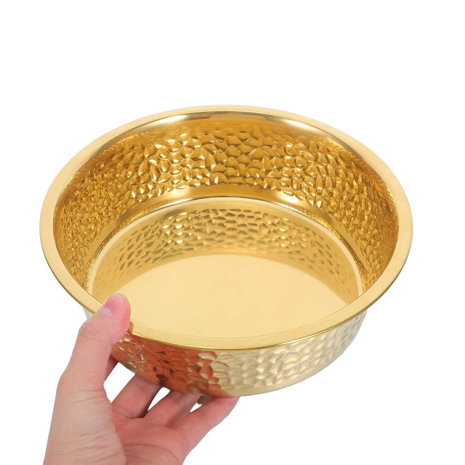 Hammered Stainless Steel Dog Bowl Large Capacity Anti-Tip Heavy Duty Food Water Container Indoor Outdoor 7 Football Texture