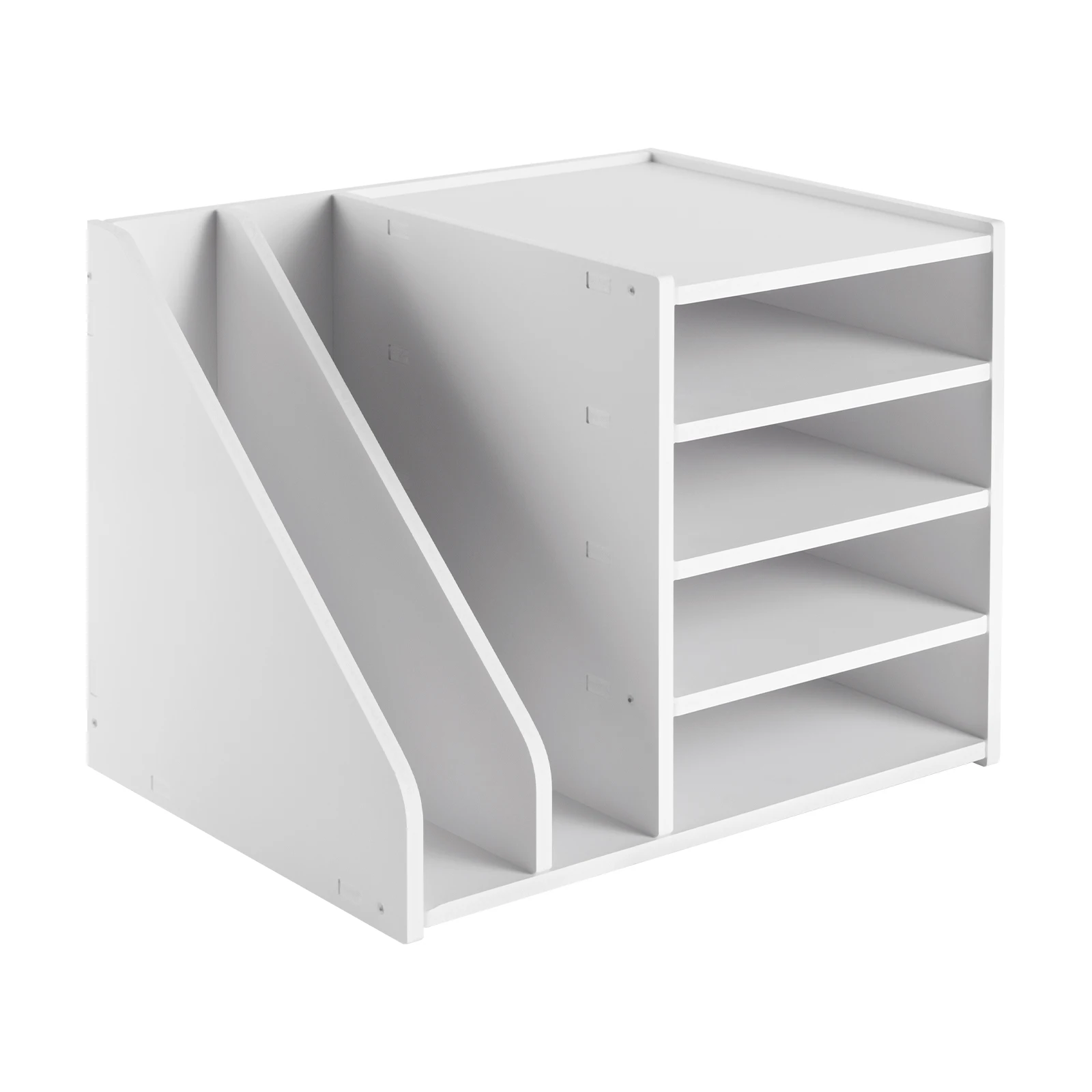 White PVC 39*31*30cm 4+2 Layer File Rack Thickened 9mm Storage Rack Detachable Laminate Desktop File Organizer