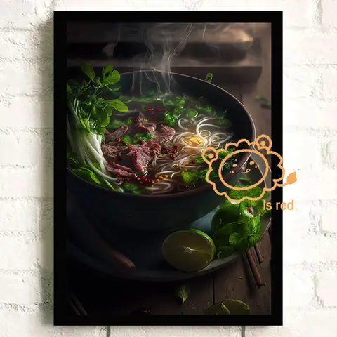 Asiatisk Pho Nudelsoppa Poster Kinesisk restaurang Nudelbutik Inredning Canvastryck Hemväggkonst Dekoration Ramlös målning 10 best sales pho - №6