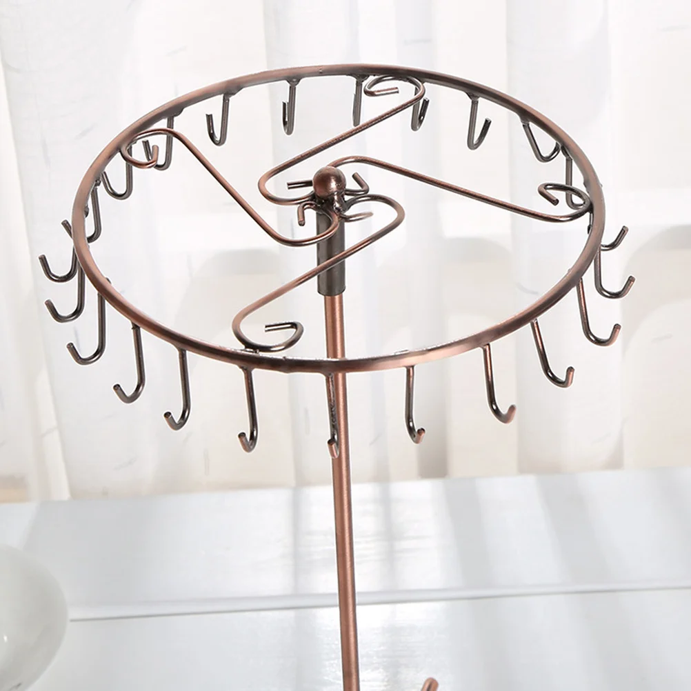 

Iron Rotating Jewelry Rack Stable Necklace Holder Bracelet Display Stand Earring Hanging Shelf Space Saving Organizer Random