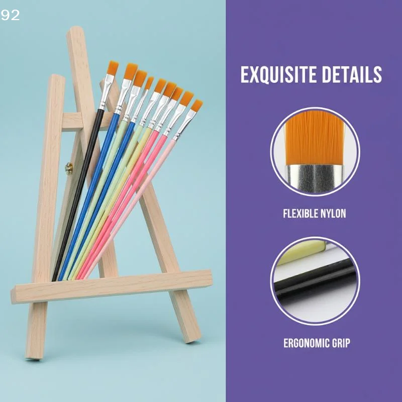 12 Pcs Painting Brushes Set Art Round Flat Hair Nylon Hair Paint Brush Pen For Oil Acrylic Watercolor School Art Supplies